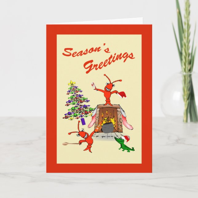 Cajun Crawfish Gumbo Christmas Holiday Card (Front)