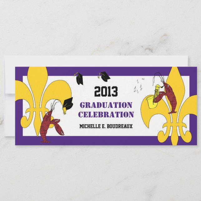 Cajun Crawfish Jazz Graduation Party Invitation (Front)
