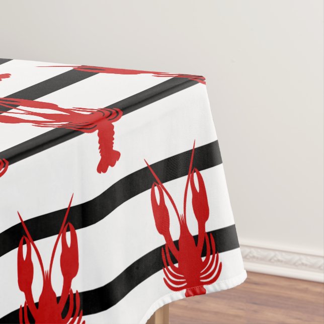 Cajun Crawfish & Stripe Tablecloth (In Situ)