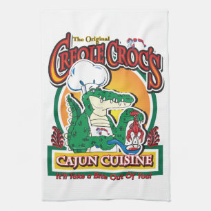 Cajun Creole Mardi Gras Crocodile Kitchen Towel