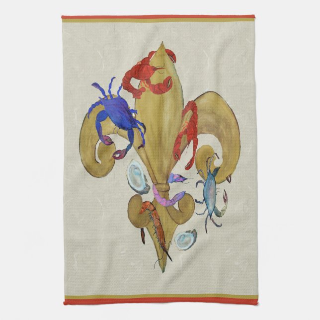 Cajun Fleur de lis serviettes de cuisine de l'art (Vertical)
