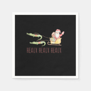 Cajun Santa Alligator Heaux Heaux Heaux Christmas  Napkin