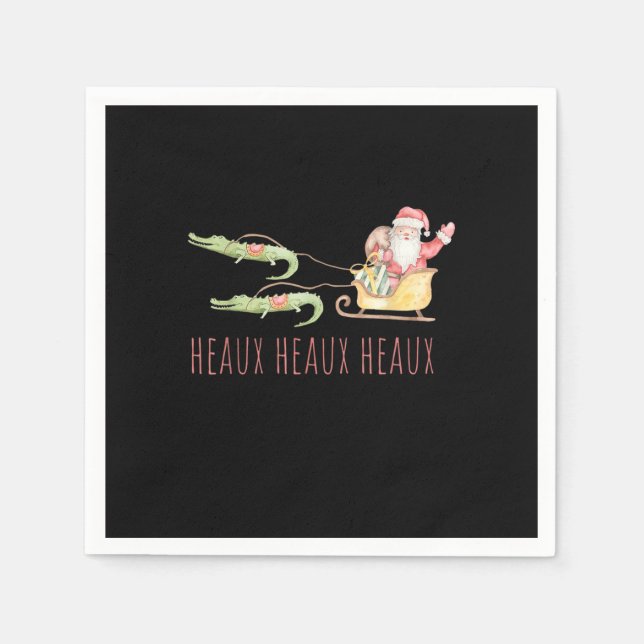 Cajun Santa Alligator Heaux Heaux Heaux Christmas  Napkin (Front)