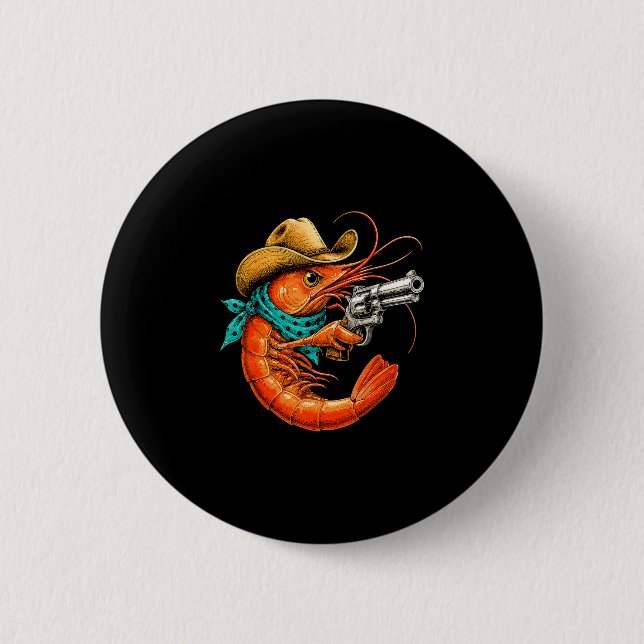 Cajun seafood funny shrimp  2 inch round button (Front)