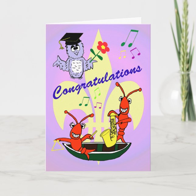 Cajun Themed Crawfish Graduation Card (Front)
