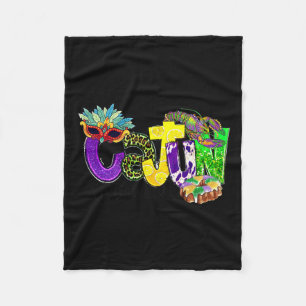 Cajun To The Core Mardi Mardi Gras Louisiana Carni Fleece Blanket