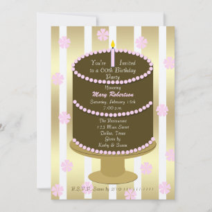 Cake 60th Birthday Party Invitation 60th in Pink