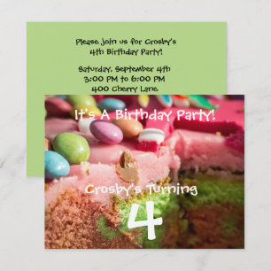 Cake and Candy Kid's Birthday Party Invitation