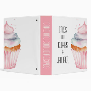 Cake and cookie recipes watercolor cupcake binder