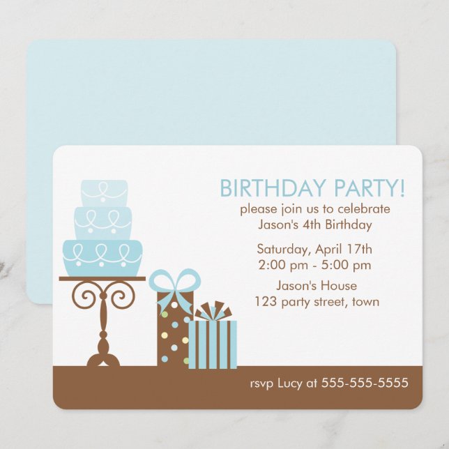 Cake and Presents Birthday Celebration Invitation (Front/Back)