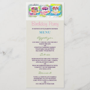 Cake Art Birthday Party Menu