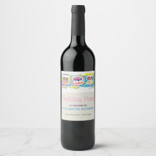 Cake Art Birthday Party Wine Label