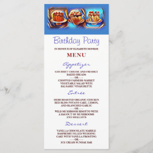 Cake Art Blue Birthday Party Menu