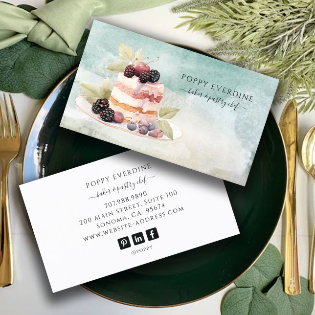 Cake Baker Bakery Pastry Chef Catering Business  Card (Creator Uploaded)