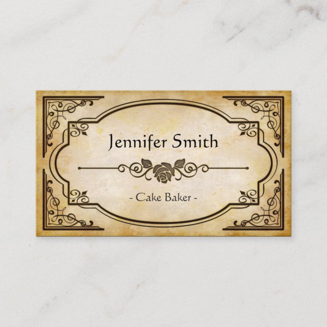 Cake Baker - Elegant Vintage Antique Business Card (Front)