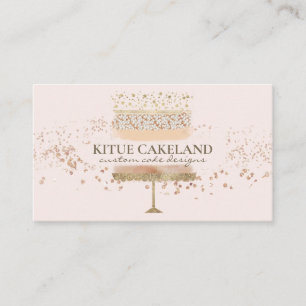 Cake Baker Logo on Blush Pink Background Business Card