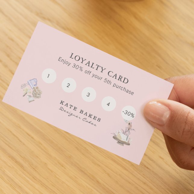 Cake Baker Loyalty Rewards Promotional QR Code  Business Card (Creator Uploaded)