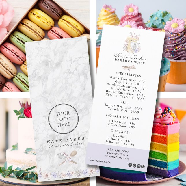 Cake Bakery Chef Marble Cafe Flat Menu Price List (Creator Uploaded)