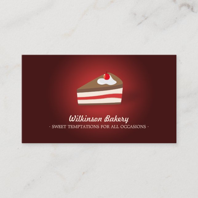 Cake Bakery Cherry On Top Desserts business card (Front)