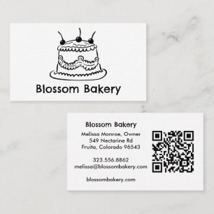 Cake Bakery Dessert Catering CUSTOM QR Hand-drawn Business Card