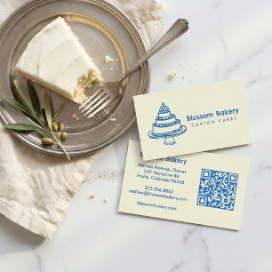 Cake Bakery Dessert Catering CUSTOM QR Hand-drawn Business Card