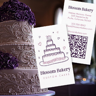 Cake Bakery Dessert Catering CUSTOM QR Hand-drawn Business Card