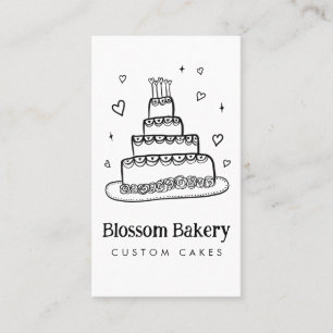 Cake Bakery Dessert Catering CUSTOM QR Hand-drawn Business Card