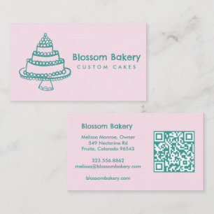 Cake Bakery Dessert Catering CUSTOM QR Hand-drawn Business Card