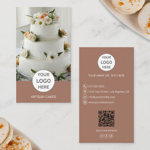 Cake Bakery Logo Photo Brown Business Card