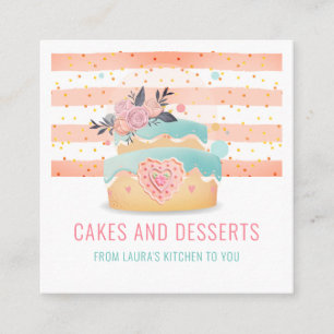 Cake Bakery Pastry Chef Watercolor Business Card