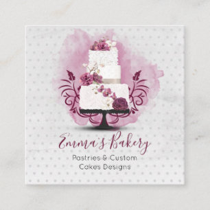 Cake Bakery, Patisserie , Cakes & Sweets Square Business Card