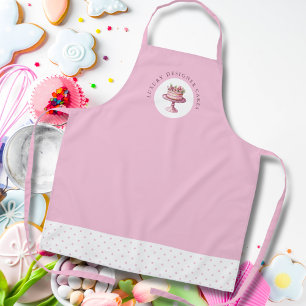 Cake Bakery Pink Polka Dot Logo Apron