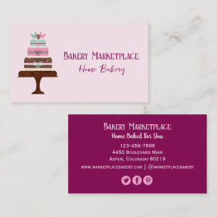 Cake Bakery Social Media Icons Business Card
