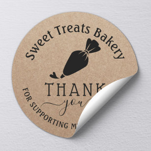 Cake Bakery Thank You For Your Order Rustic Kraft Classic Round Sticker