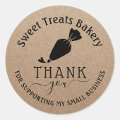 Cake Bakery Thank You For Your Order Rustic Kraft Classic Round Sticker (Front)