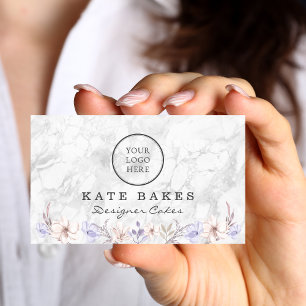 Cake Baking Marble Floral Watercolor Business Card