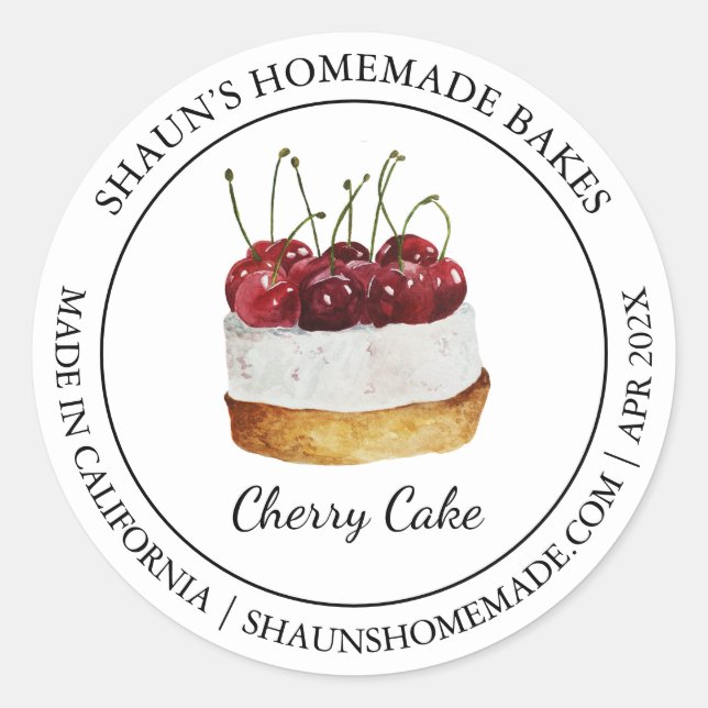 Cake Baking Modern label (Front)