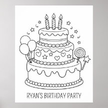 Cake Birthday Party Colouring