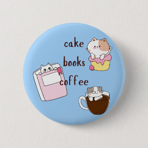 Cake Books Coffee 2 Inch Round Button