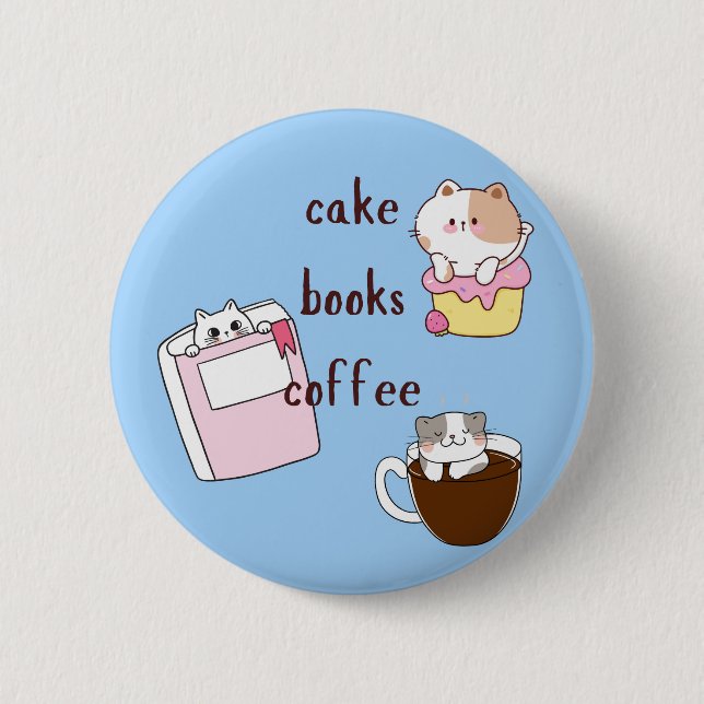 Cake Books Coffee 2 Inch Round Button (Front)