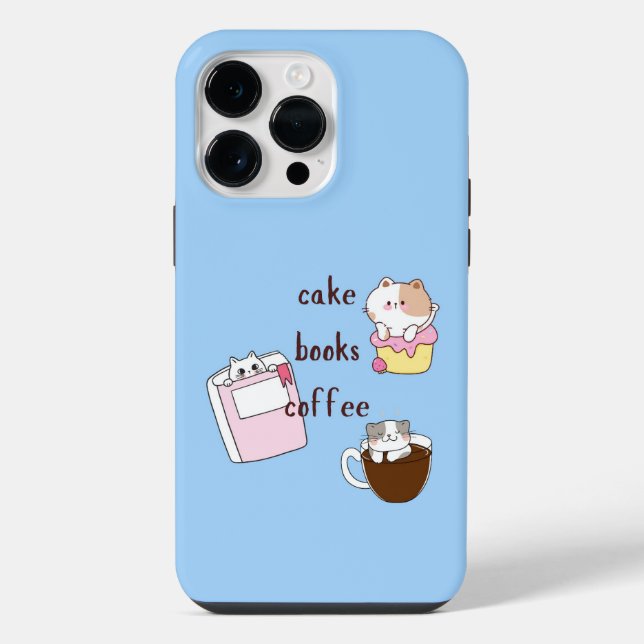 Cake Books Coffee iPhone Case (Back)