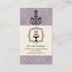 Cake Boutique Fancy Violet Damask Business Cards
