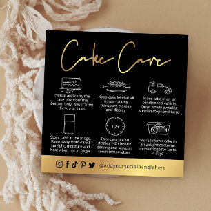 Cake Care Guide Black & Gold Script Logo Card
