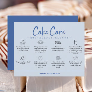 Cake Care Instructions Blue Minimalist Thank You Card