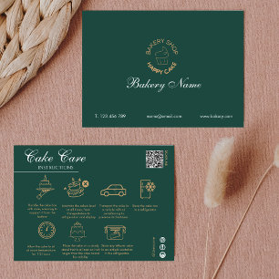 Cake Care Instructions Qr Code Add Your Logo Green Card