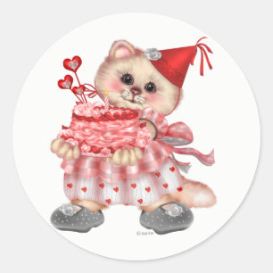 CAKE CAT AutoCollant round Stickers Large, 3 inch