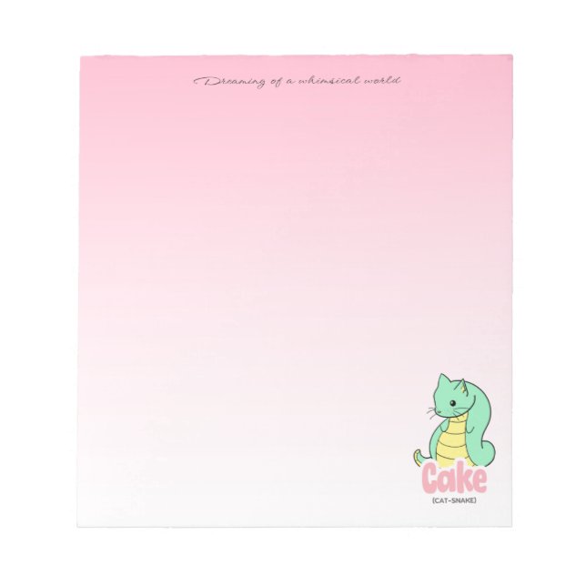 Cake (Chat + Serpent) Bloc-Notes Rose (Devant)