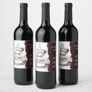 Cake Climbers Wedding Wine Label