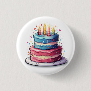 Cake, colourful cake design 1 inch round button