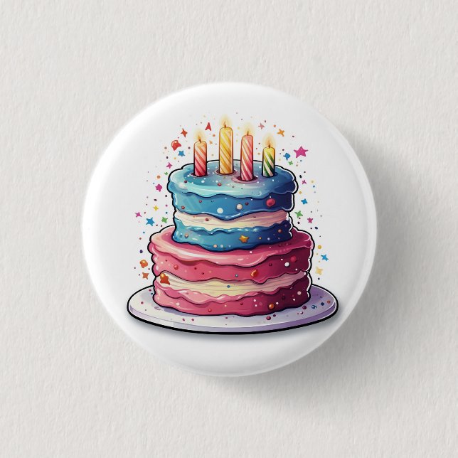 Cake, colourful cake design 1 inch round button (Front)